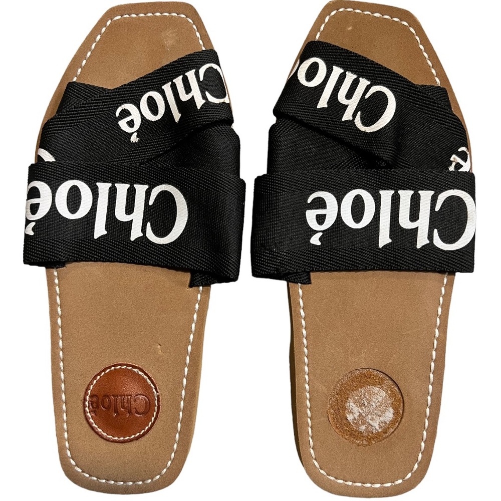 Chloe logo slide sandals black